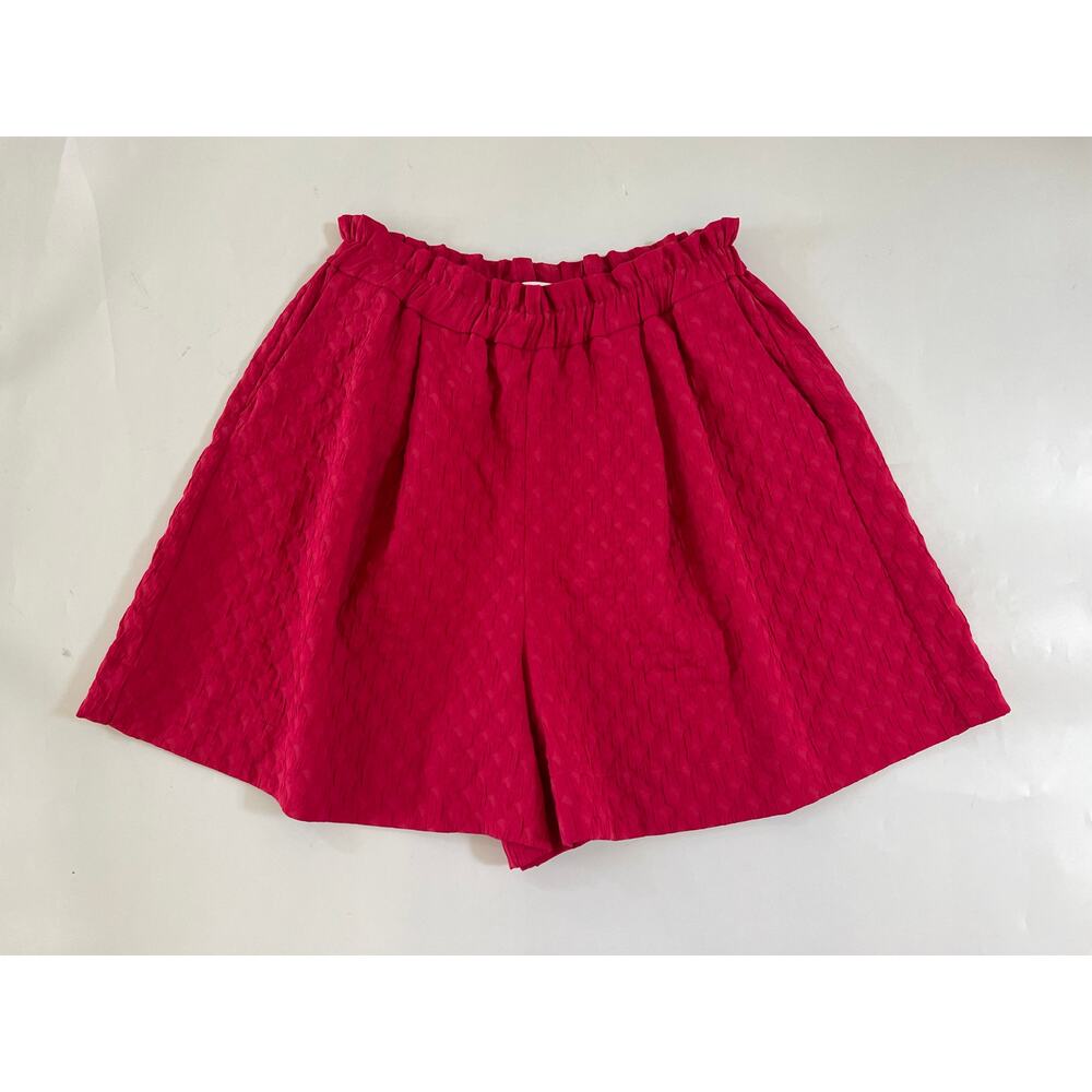 Merlette Smocked Waist Textured Shorts 4 inch Womens Medium Hot Pink Beach Artsy